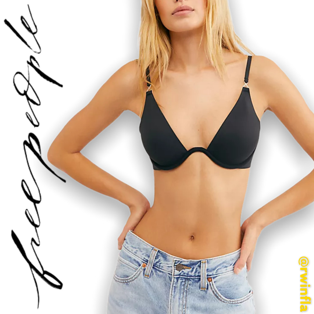 Free People Ari Underwire Bra Scuba Style Convertible Black 32C